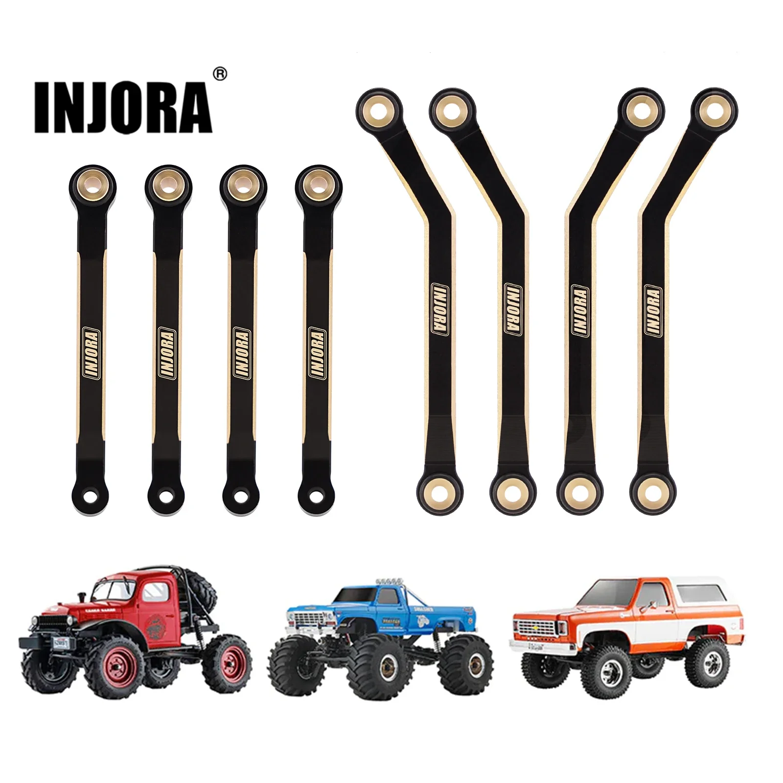 INJORA Black Coating 39g Heavy Brass High Clearance Chassis Links for 1/24 RC Crawler Car FMS FCX24 Upgrade (FCX24-04)