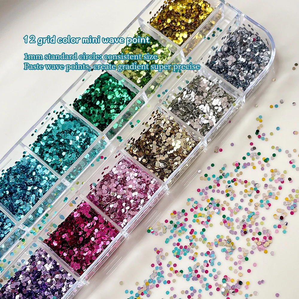 Mini Round Dot Nail Glitter Sequins Round Nail Confetti Sparkling Polka Dots Nails Flakes Assorted Colorful Small Round Glitter
