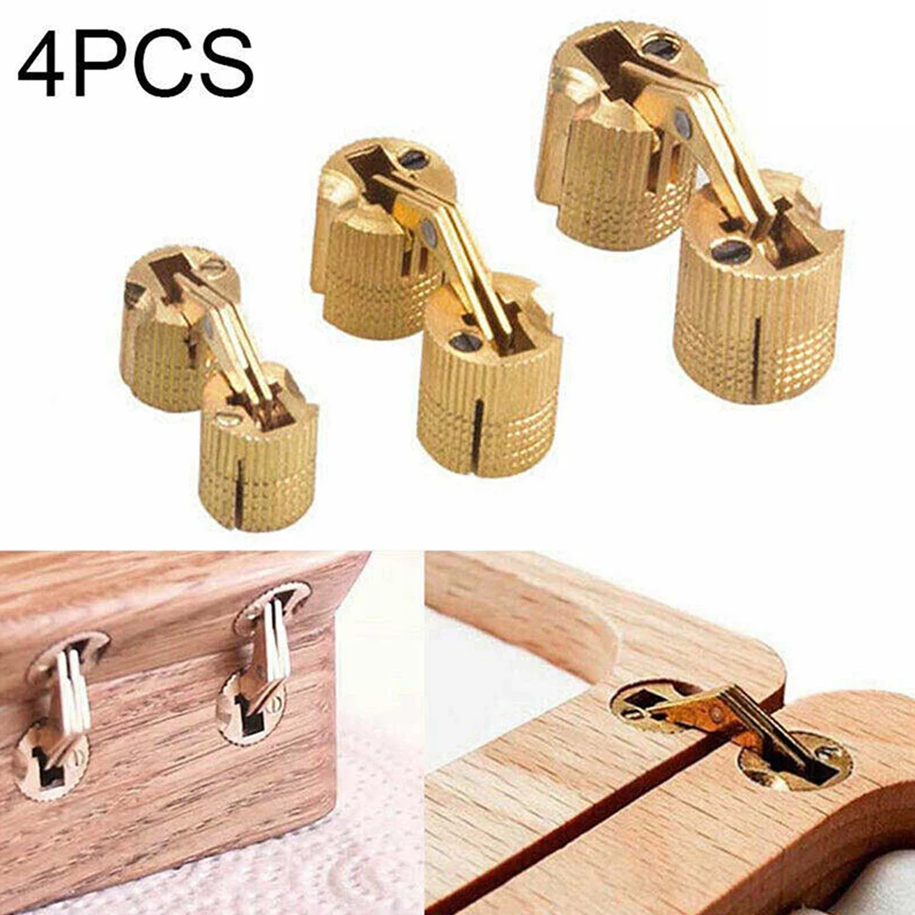 

4pcs Wooden Box Invisible Hinges Jewelry Box Concealed Hinge 10mm Brass Cylindrical Cabinet Furniture Hinges Hardware