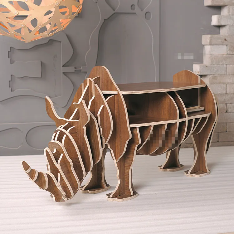 &c High-end  Rhino Coffee Table Plyood Bookshelf Home Furniture Creative Shelf Toy Children