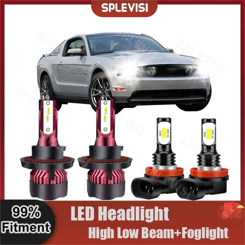 

Upgraded LED Headlight High Beam Low Beam Foglamp Bulbs For Ford Mustang GT 2005-2012 2005 2006 2007 2008 2009 2010 2011 2012