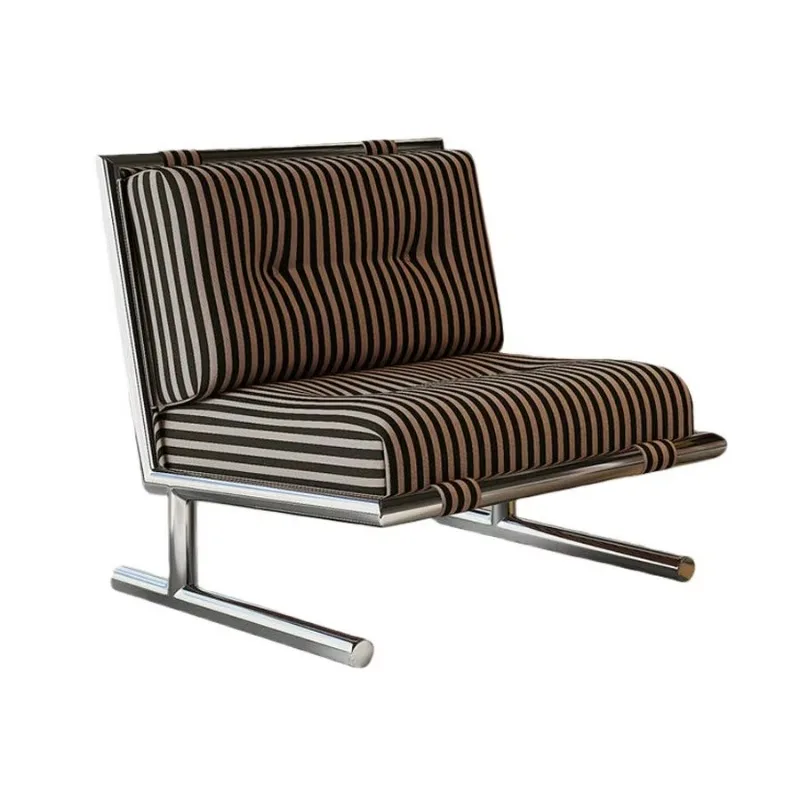 

Modern Stylish Living Room Ergonomic White and Black Striped Accent Chairs Hotel Wedding Metal Lounge Sofa Chairs Small Spaces