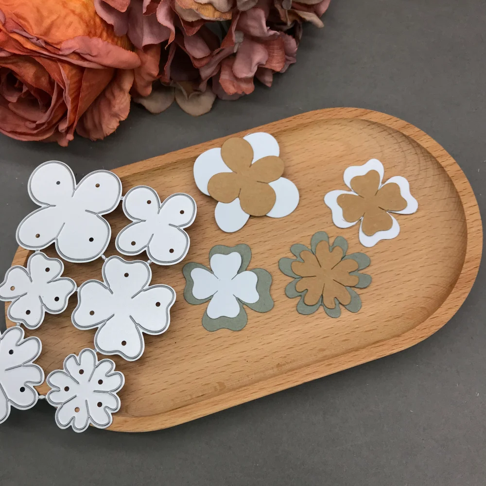 Layered Floral Metal Cutting Template Stackable Flower Paper Cutter for Scrapbook Junk Journal Crafts