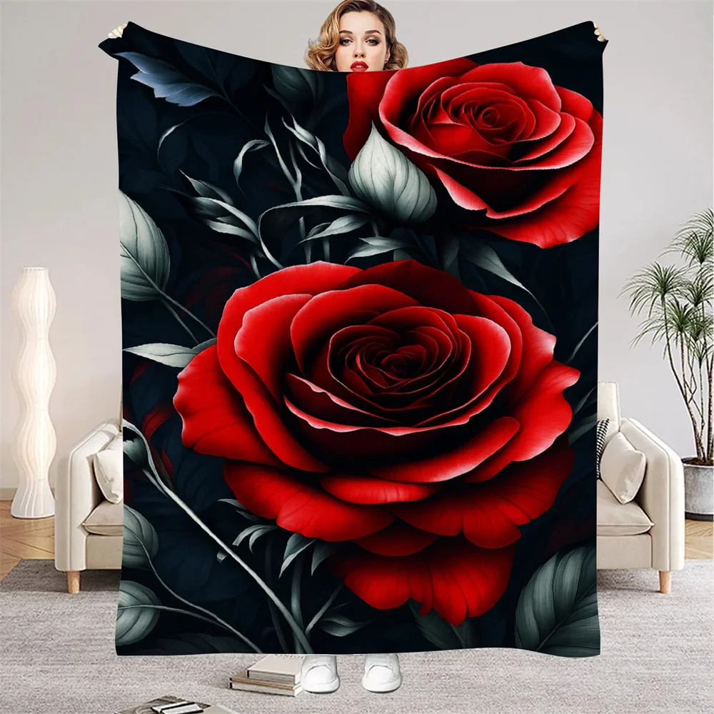 1Pcs Romantic Flowers Blanket  for Sofa Beds, Office Outdoor Applicable in All Seasons Comfortable and Warm Various Sizes