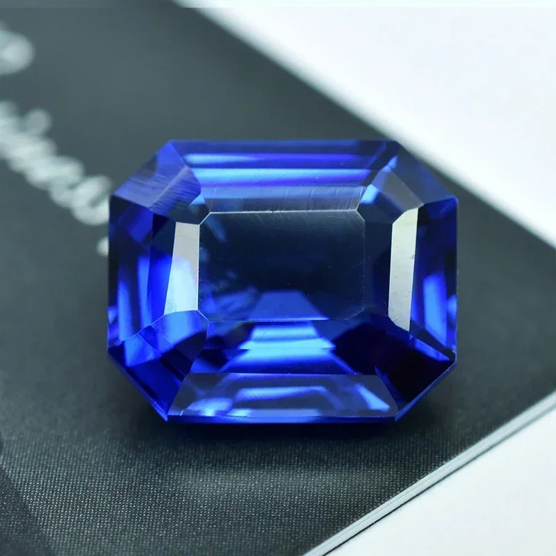 Natural cutting Royal Blue Sapphire corundum Emerald Cut Loose 100% Pass diamonds pen test  Used for making jewelry materials