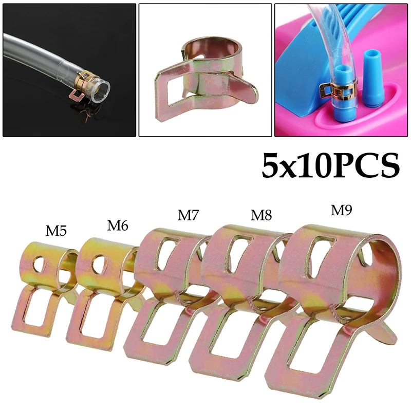 50 Uds 5/6/7/8/9mm Clip de resorte manguera de línea de combustible abrazaderas de tubo de agua sujetador