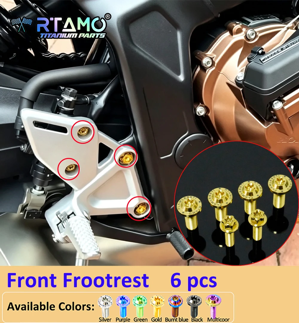 RTAMO Gr5 Titanium Bolt Footrest Screw Rear Brake Disc Bolts Fit for Honda CB 650R Motorcycle Modified