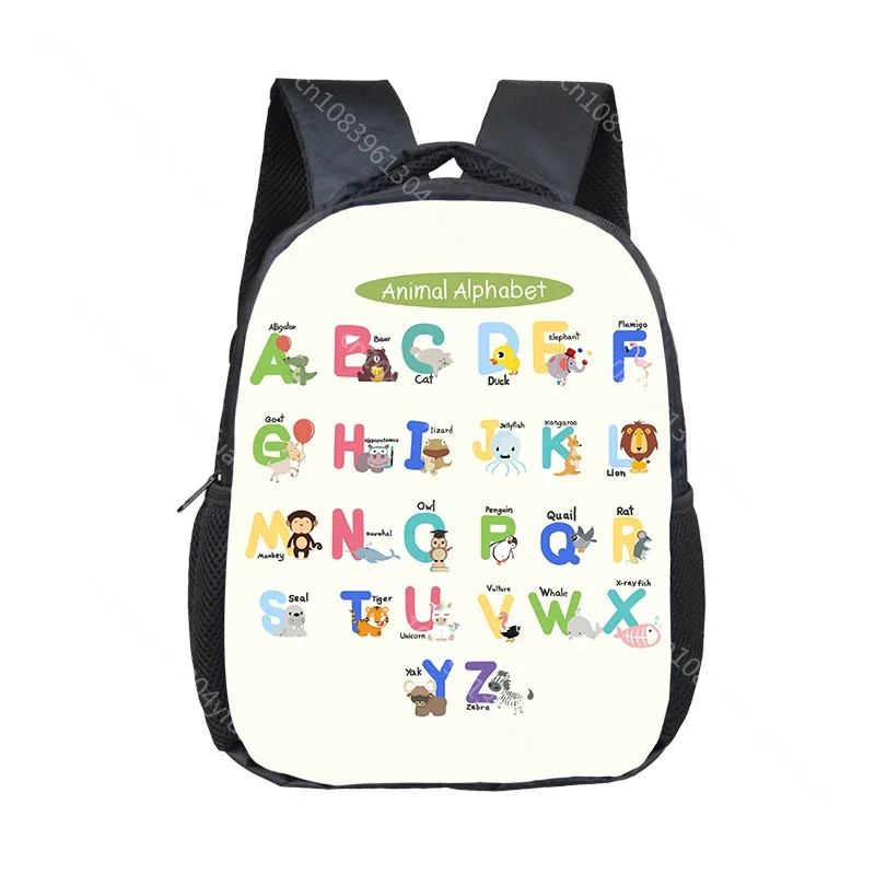 Alphabet 26 Letters Print Backpack Children Schoolbags for 2-4 Years Kids A-Z Letter Kindergarten Bag Baby Toddler Bookbags Gift