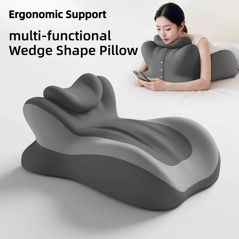 Multi-functional Memory Foam Pillow Ergonomic Support Wedge Shape Pillow Neck Leg Rest Reading Phone Use Pain Relief