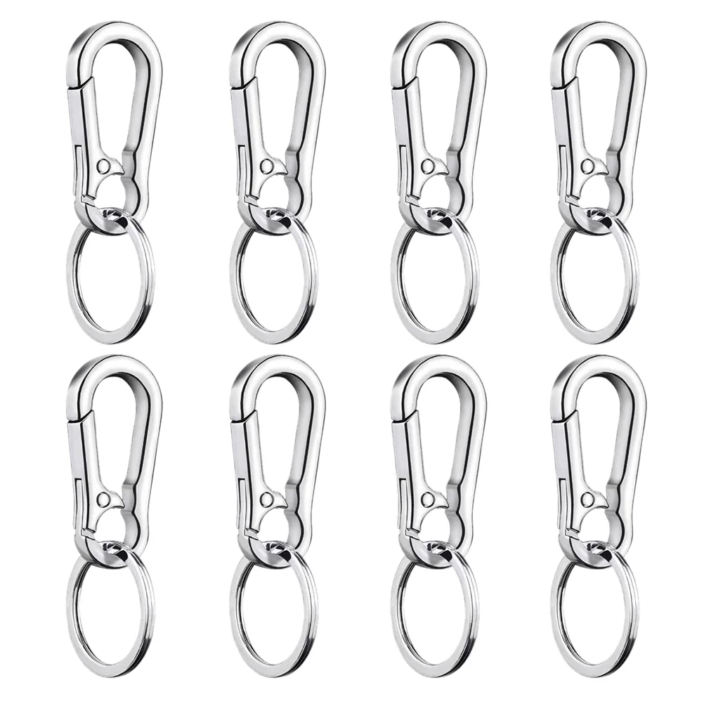 

8 Pcs Key Fob Chain Carabiner Clip Ring Large and Luxurious Metal Keychain Silver for Keys Lovers