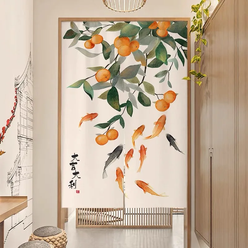 Chinese Door Curtain Half Doorway Hanging Noren Fabric Curtain Decoration Chinese Auspicious Door Curtain for Kitchen Home