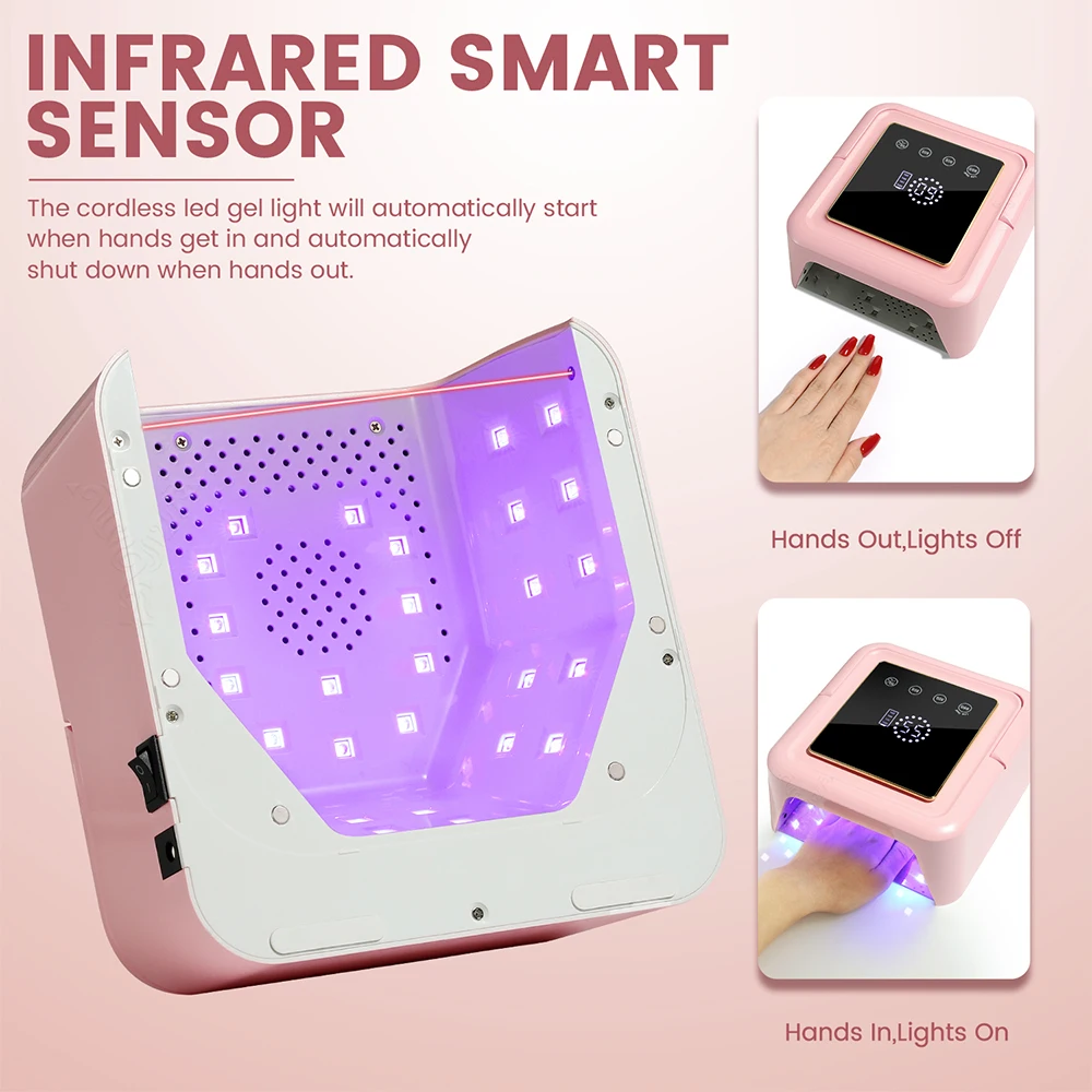 2024 NEW Rechargeable 128W 36LEDs UV LED Professional Cordless UV LED Nail Lamp with 4 Timer Setting and Smart Sensor Nail Dryer