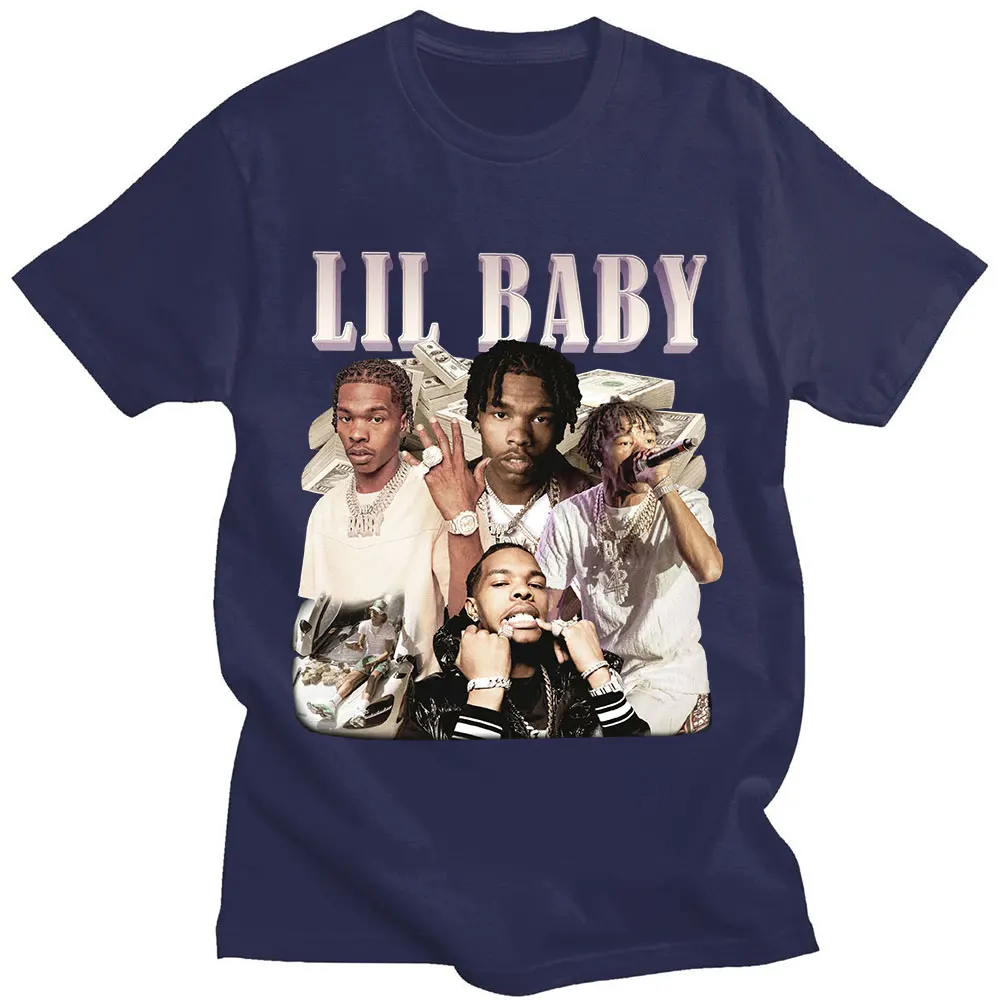 Hip Hop Rapper Lil Baby T Shirt Vintage Graphic Tee Shirt Oversized Cotton Short Sleeve T-shirts Streetwear Harajuku Streetwear