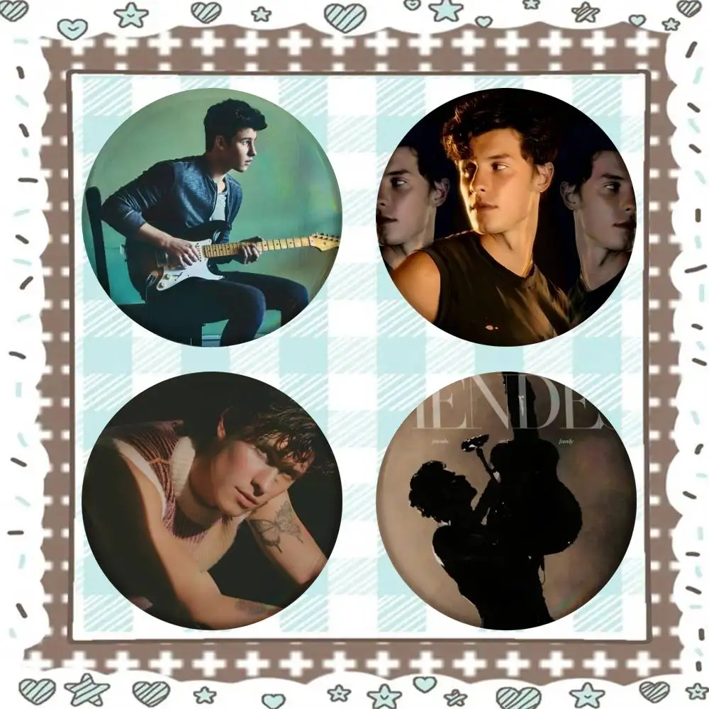 S-Shawn Mendes SINGER Badge Tinplate Meme Round Brooch For Hat Bag Creative Lapel Jewelry Accessories Gifts