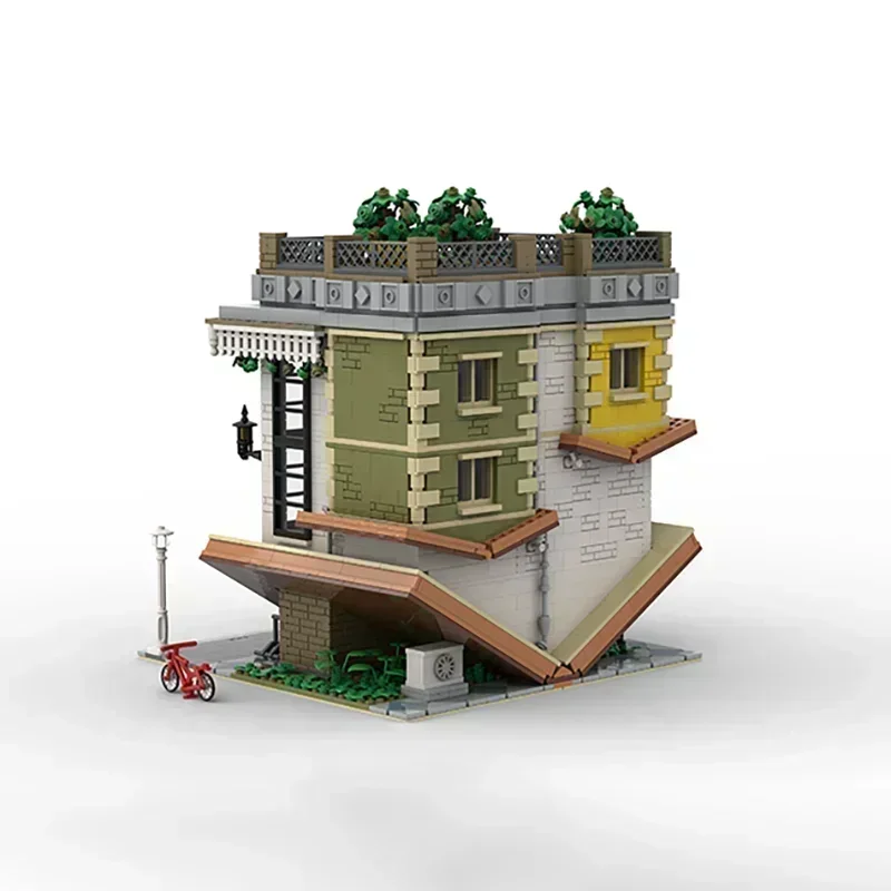 シティストリートビューモデル Moc ビルディングレンガ 逆さ書店 テクノロジー モジュラーブロック ギフト クリスマスおもちゃ DIY セット 組み立て