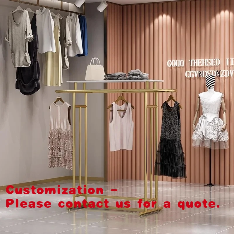 custom.Factory Customization Durable Metal Gold and White Double Rail Clothing Rack Retail
