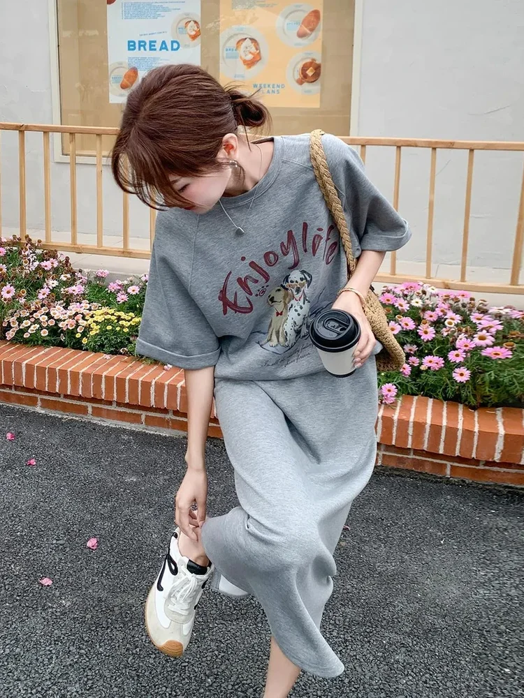 

Повседневный комплект с асимметричной юбкой больших размеров, женский свободный комплект из двух предметов для летнего отдыха с высокой талией и принтом, топ ort Sve