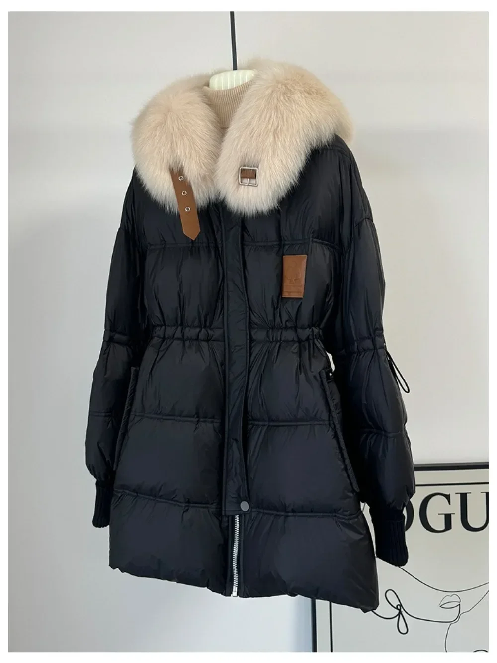 White Goose Down Coats Women Winter Ladies Puffer Jackets Female Loose Warm Outerwear 2024 New Fashion Real Fox Fur Jacket