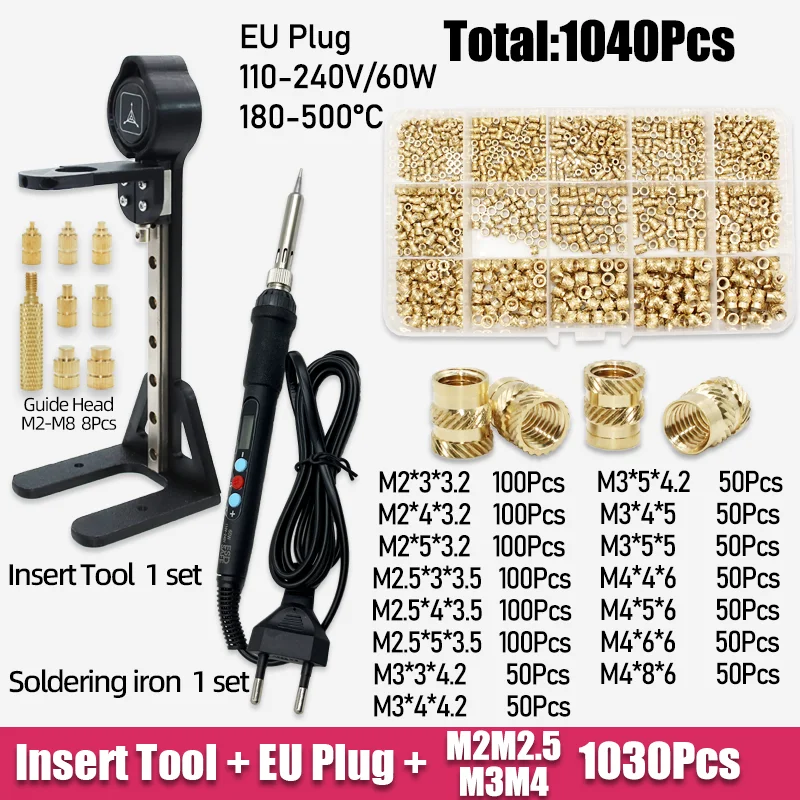 M2 M2,5 M3 M4 M5 M6 Messing Wärme Set Einsatz Mutter Presse Werkzeug 60W Lötkolben Spitze Gewinde einsätze 3d Drucker Kunststoff Hotmelt Mutter – Detail 15