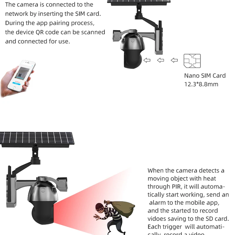 60,000 Pixel Battery Camera Outdoor Solar