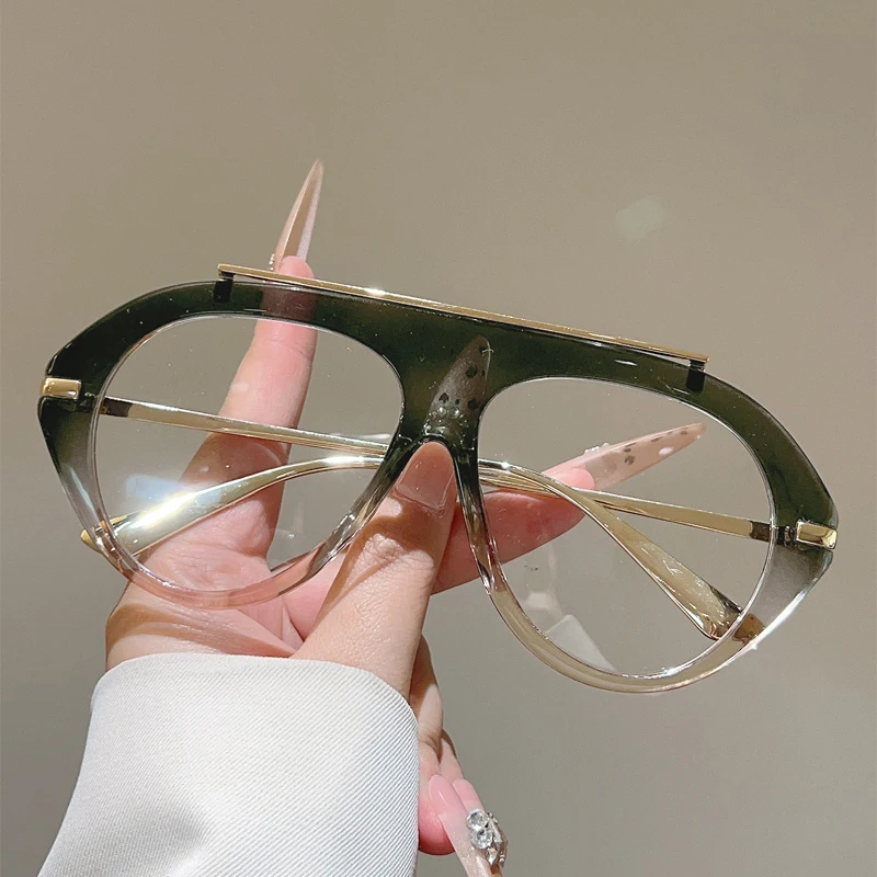 KAMMPT Oversized Pilot Glasses Men 2026 New Fashion Blue Light Blocking Optical Frames Women Trendy Brand Design Decor Eyewear view 3