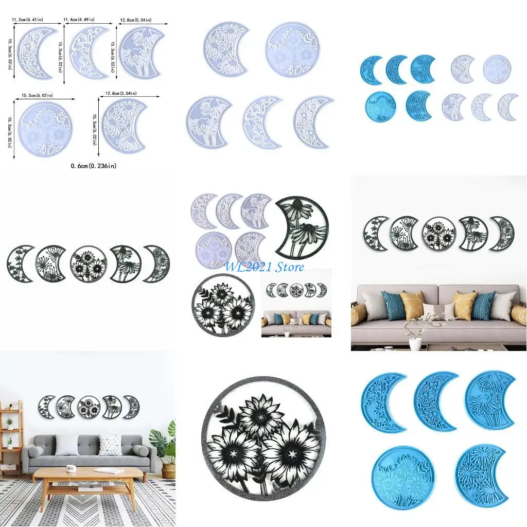 

G5GC настенная силиконовая форма, комбинированная форма для декора в виде фазы Луны, подвеска «сделай сам»