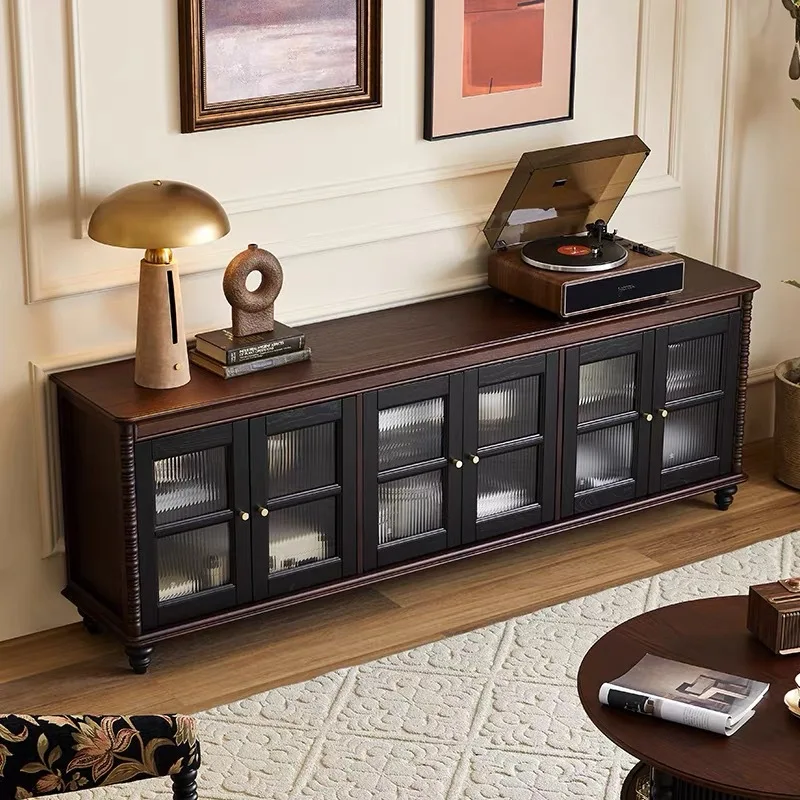 

American solid wood living room TV cabinet French antique storage glass door locker Internet celebrity cabinet furniture