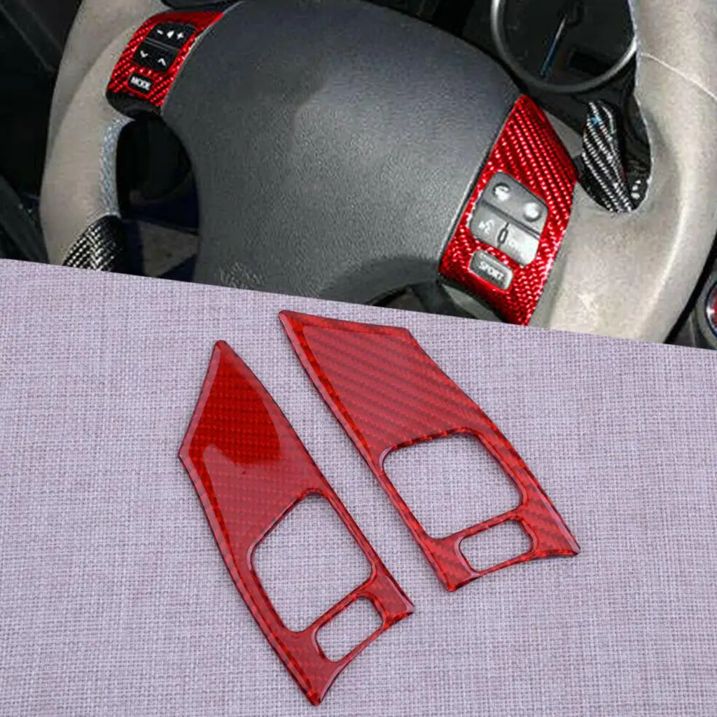 2Pcs Red Carbon Fiber Car Steering Wheel Button Cover Trim with 4 Holes Fit for Lexus IS250 IS350 2006-2008 2009 2010 2011 2012