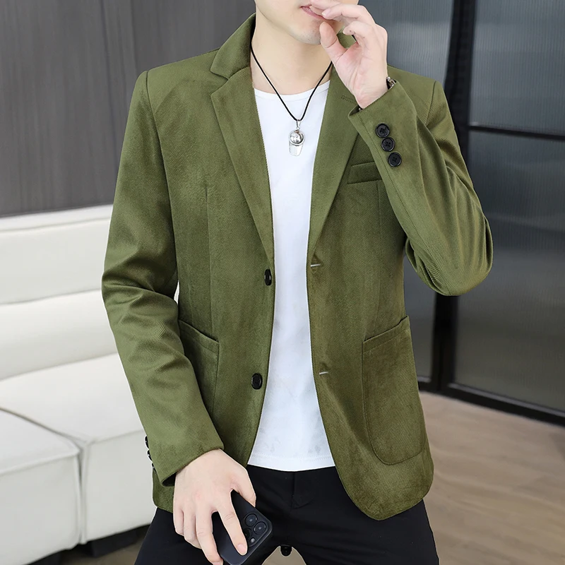 

Blazer's New Men's Fashion Outdoor Travel Camping Youth Wedding Hosting Campus Slimming Casual Solid Color Korean Version Blazer