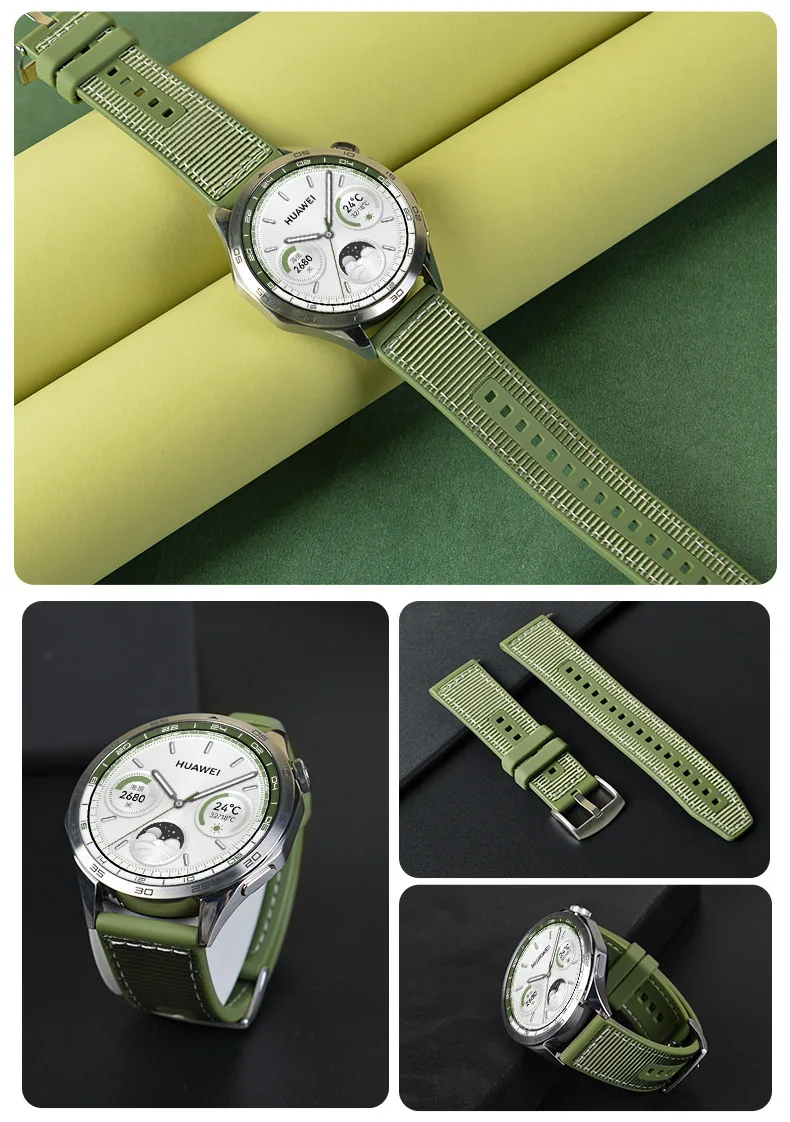 22mm Silicone+Woven Strap For Huawei Watch GT6 Pro GT5 GT4 46mm Official Nylon Braided Bracelet Band Huawei Watch 5/4/3 Pro Belt