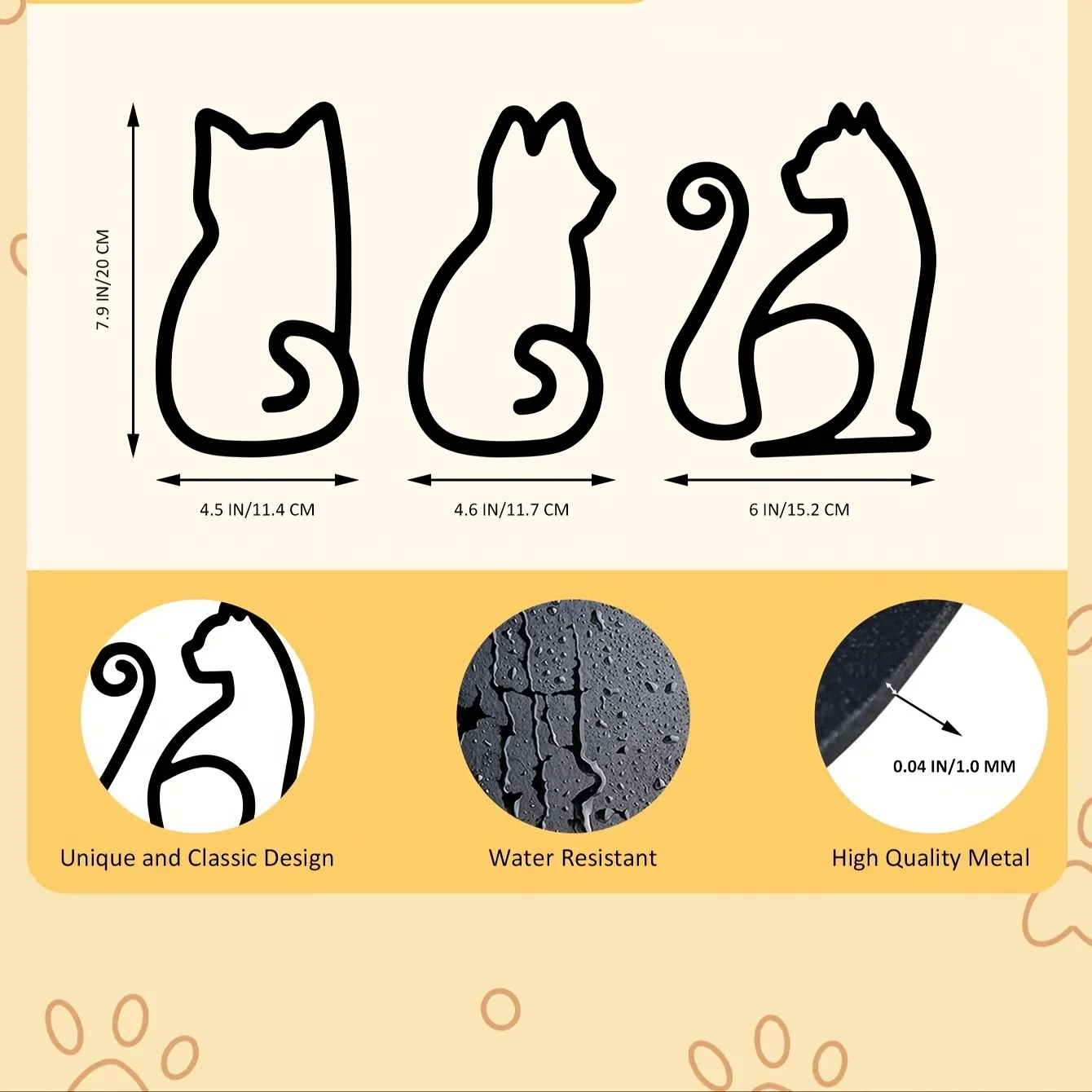 3-Piece Minimalist Cat tModern minimalist line cat Abstract Metal Iron Silhouette for Modern Home Wall Decoration
