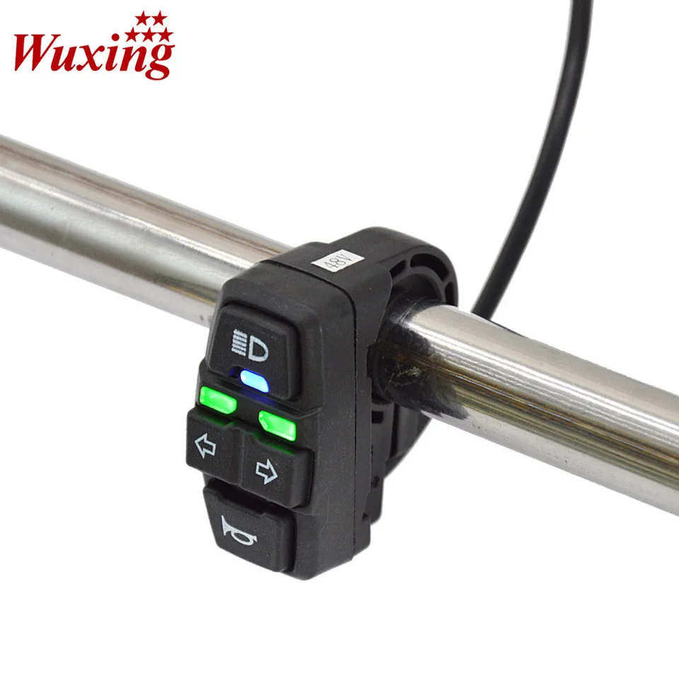 Wuxing KG-336-B 12V-52V Electric Bike Scooter Light Three-in-one Switch Frontlight+Horn+Turning Light Switch Diy Parts image 7