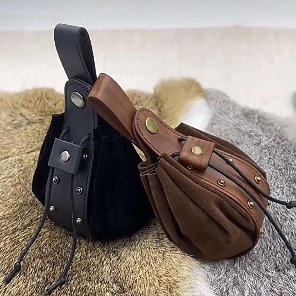 

Прочная подвесная поясная сумка, средневековая винтажная сумка для монет викингов, портативная поясная сумка с завязками