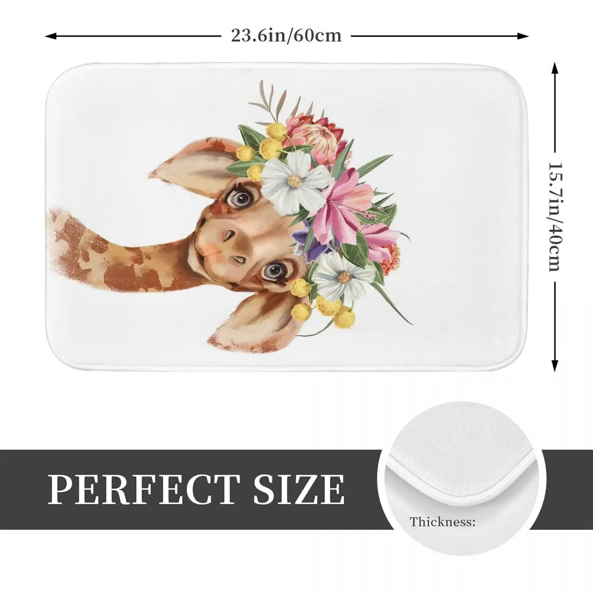 Giraffe Watercolor Portraits Doormat Kitchen Entrance Home Floor Mat Non-slip Carpet Rug for Bedroom Footpad Mats