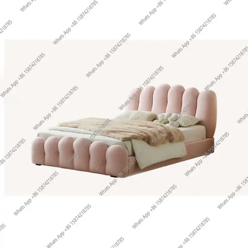 حقيبة وردية ناعمة سرير مفرد بسيط وحديث سرير الأميرة صوف الضأن بقعة فتاة سرير مزدوج قماش خفيف مصمم فاخر #5