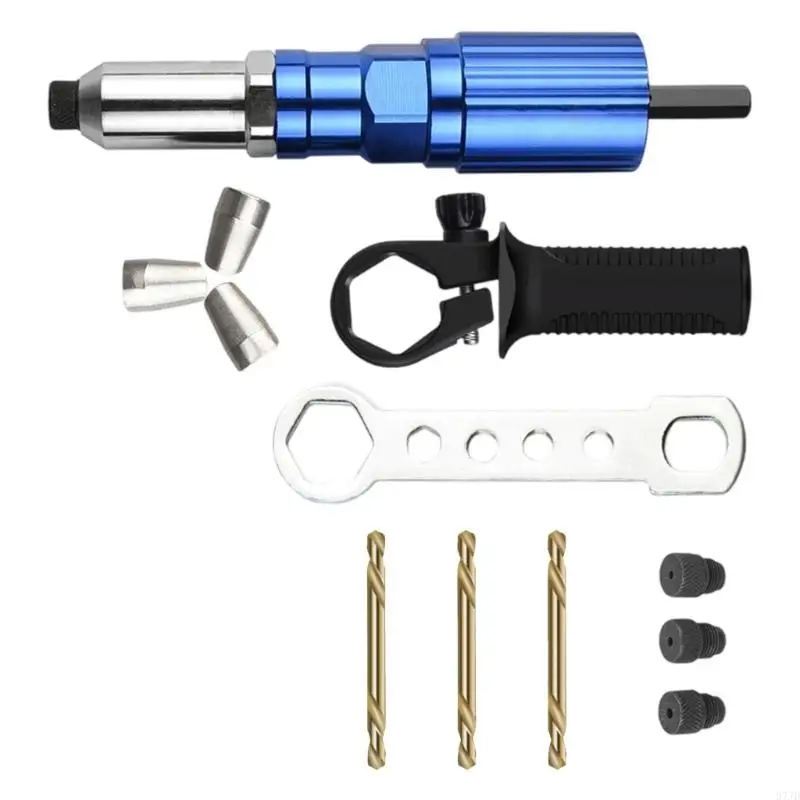 Portable Rivet Tool Converter for Electric Drill Practical Alloy Steel Construction Hexagonal Rod 37JD
