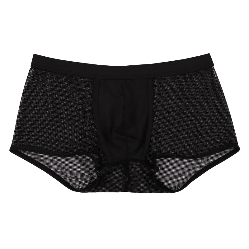 6PCS Men Underwear Boxers Low Waist Mesh Boxer Hollow Breathable Comfortable Transparent Sexy Men's Boxer Underpants