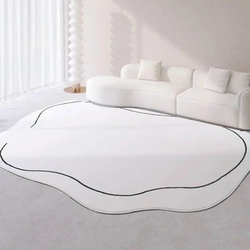 Living Room Sofas Carpet Home Decoration White Fluffy Rug Bedroom Soft Shaggy Area Rugs Irregular Minimalist Anti Slip Floor Mat