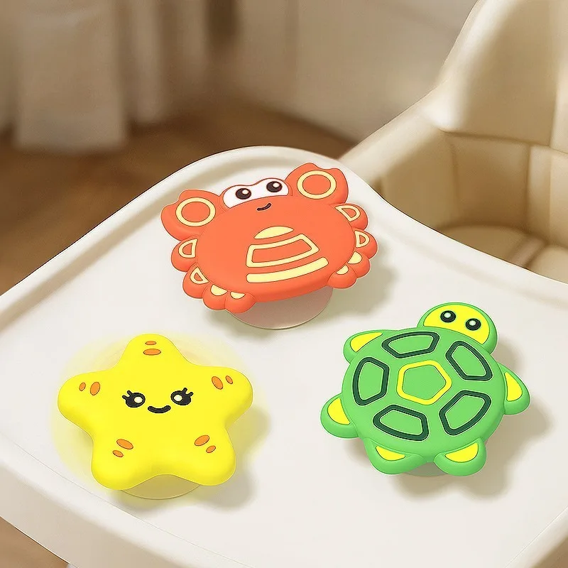 Silicone Suction Cup Spinning Toy for Babies - Educational, Soothing, Chewable, Water Play, Rotating Finger Spinner