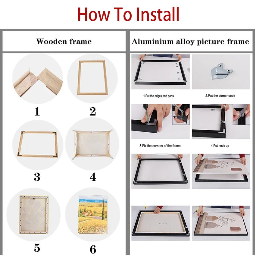 DIY Aluminum Metal Frame Picture Modern Painting Frame For Oil Paintings Frame And Wooden Diy Framed 2PCS
