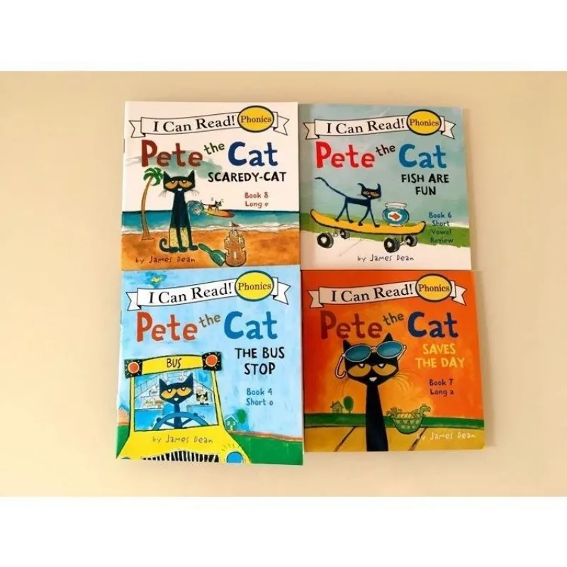 12 Buch/Set Ich kann die Pete Cat Books Sets in Englisch lesen Kinder Bilder geschichte Bücher Lernspiel zeug Kinder Tasche Lesebuch