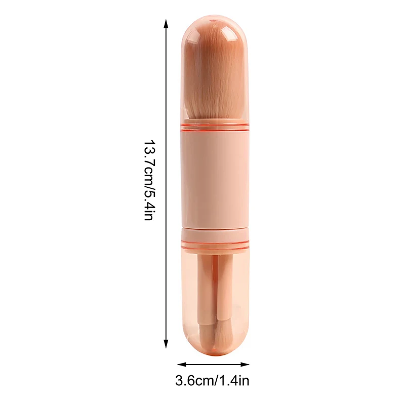 여행용 메이크업 브러쉬 세트, 개폐식 카부키 브러쉬, 눈용 작은 브러쉬 3 개, 터치업용 부드러운 소형 휴대용 브러쉬, 4 in 1