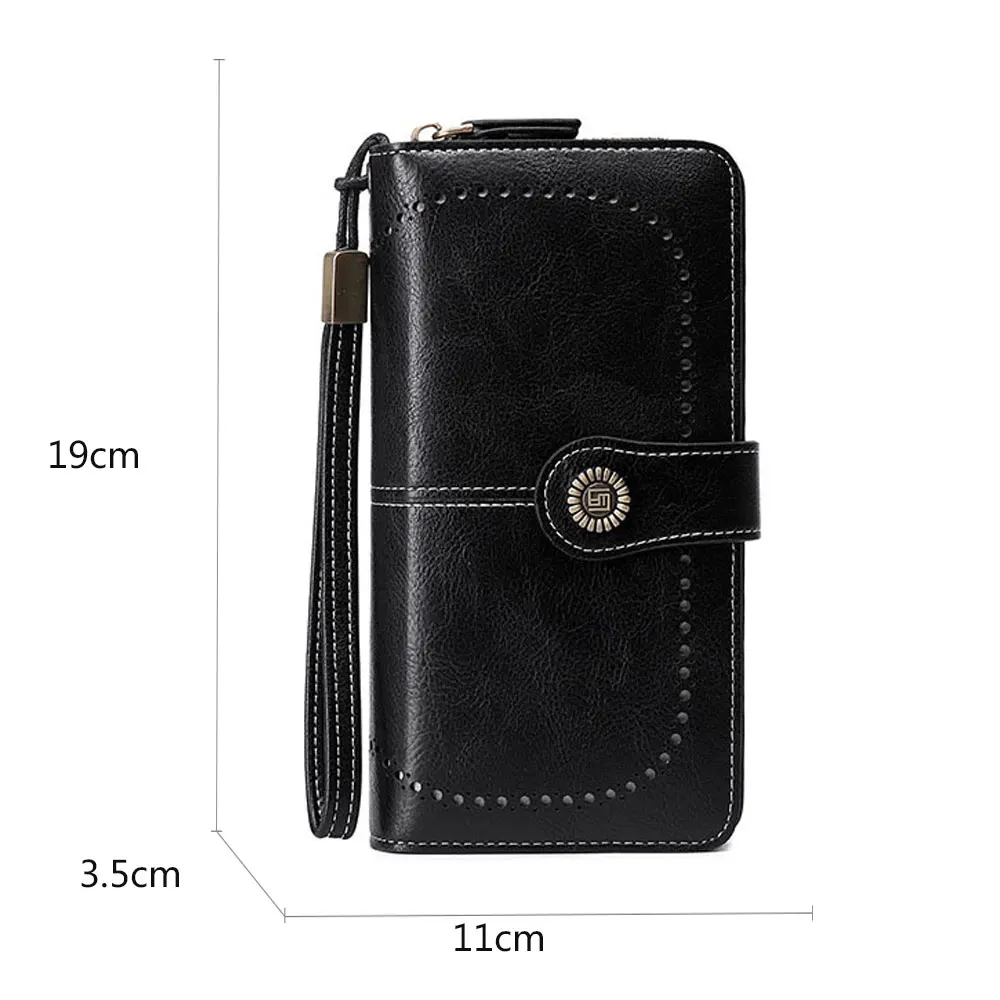 2022 New Long Rfid Womens Wallets Large Phone Holder Zipper Print Women Purse PU Leather Multifunction Card Holder Female Wallet