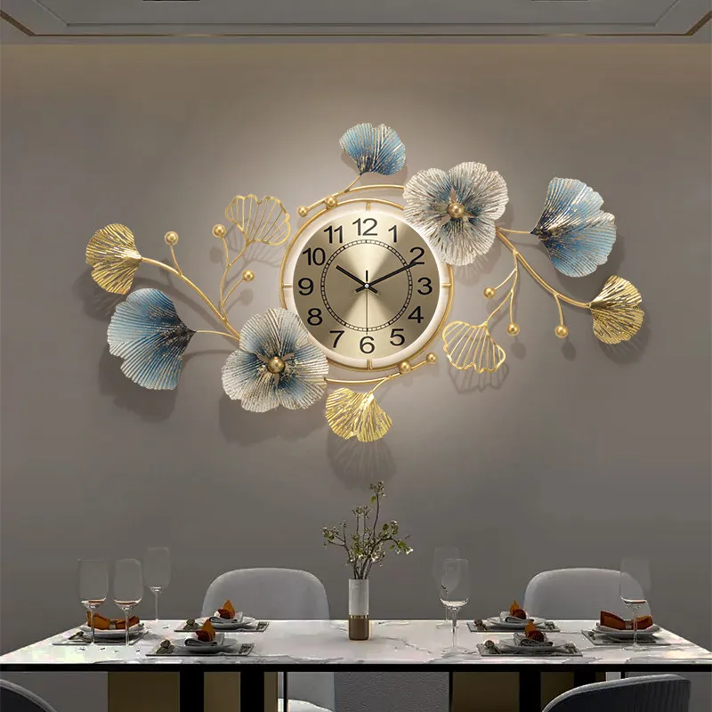 

Creative Metal Living RoomWall Clock Belt LED Light Silent Non Ticking Decoration Clocks Luxury Restaurant Watch Room Decoration
