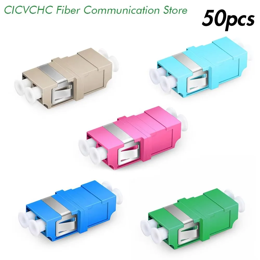 50pcs LC Duplex Adapter-without Flange-SM, MM, OM3, OM4-Green, Blue, Grey, Aqua Pink or Violet/ Optical Fiber