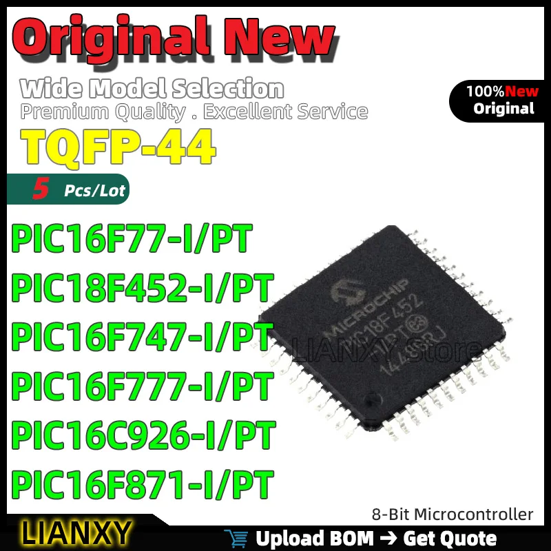 

5pcs TQFP-44 PIC16F77-I/PT PIC18F452-I/PT PIC16F747-I/PT PIC16F777-I/PT PIC16C926-I/PT PIC16F871-I/PT 8-Bit Microcontroller New