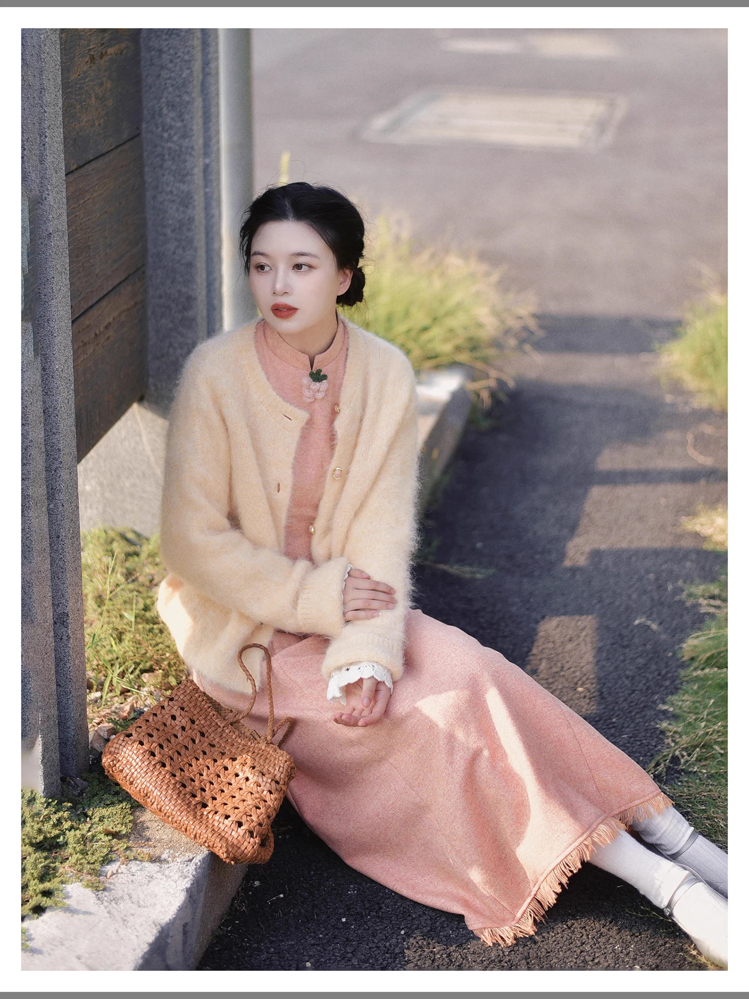 WANTING Suéter de lana de alpaca para fin de otoño, mezcla de lana al 50%, versión mejorada de Ginger Juice And Peach Crisp