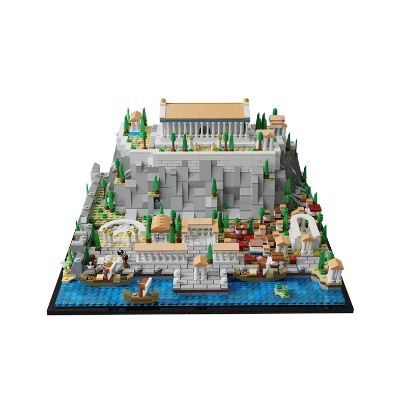 MOC Greece Acropolis of Athens Palace Building Blocks Set Parthenons Castle Tower Architecture Retro Temple Bricks Xmas Toy Gift