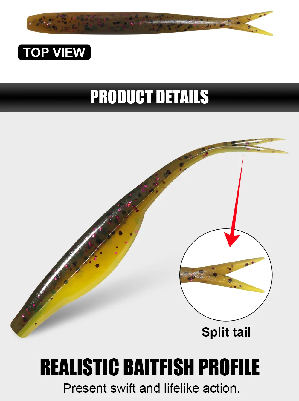 Spinpoler 10 Stück Split Tail Jerk Minnow 7cm TPR Schwimmender Weichplastik-Jerkbait Angelköder Dropshot für Texas Carolina Rig Tackle – Detail 3