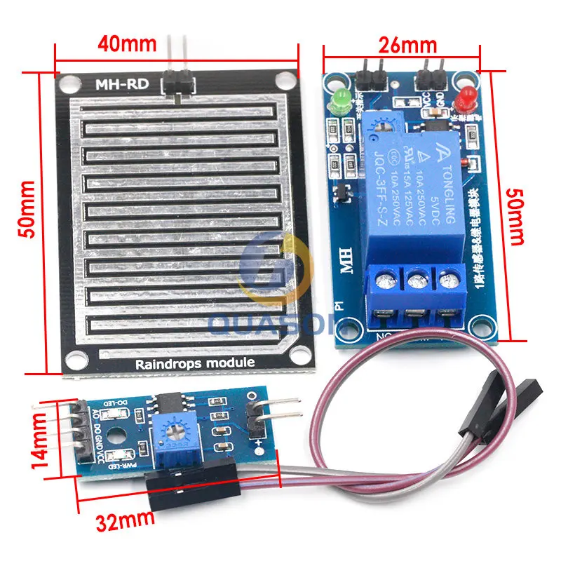 Rain water sensor module + DC 5V 12 Relay Control Module Rain Sensor Water Raindrops Detection Module forArduino robot kit